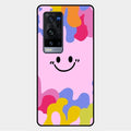 Cute Pink Smiley Multicolor Glass Case For Vivo X60 Pro Plus 5G