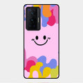 Cute Pink Smiley Multicolor Glass Case For Vivo X70 Pro 5G