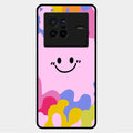 Cute Pink Smiley Multicolor Glass Case For Vivo X80 5G