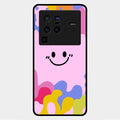 Cute Pink Smiley Multicolor Glass Case For Vivo X80 Pro 5G