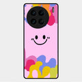 Cute Pink Smiley Multicolor Glass Case For Vivo X90 Pro 5G