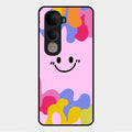 Cute Pink Smiley Multicolor Glass Case For Vivo Y400 5G