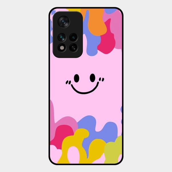 Cute Pink Smiley Multicolor Glass Case For Xiaomi 11I 5G