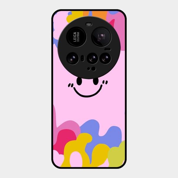Cute Pink Smiley Multicolor Glass Case For Xiaomi 15 Ultra 5G