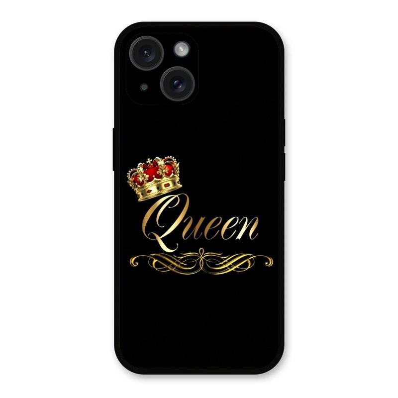 Cute Queen With Crown Glass Case For iPhone 15 Plus