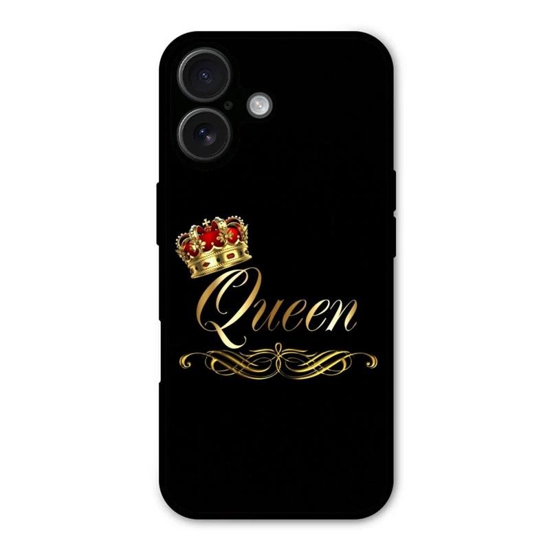 Cute Queen With Crown Glass Case For iPhone 16 Plus
