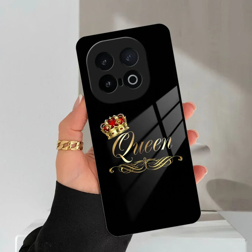 Cute Queen With Crown Glass Case For iQOO - ShopOnCliQ