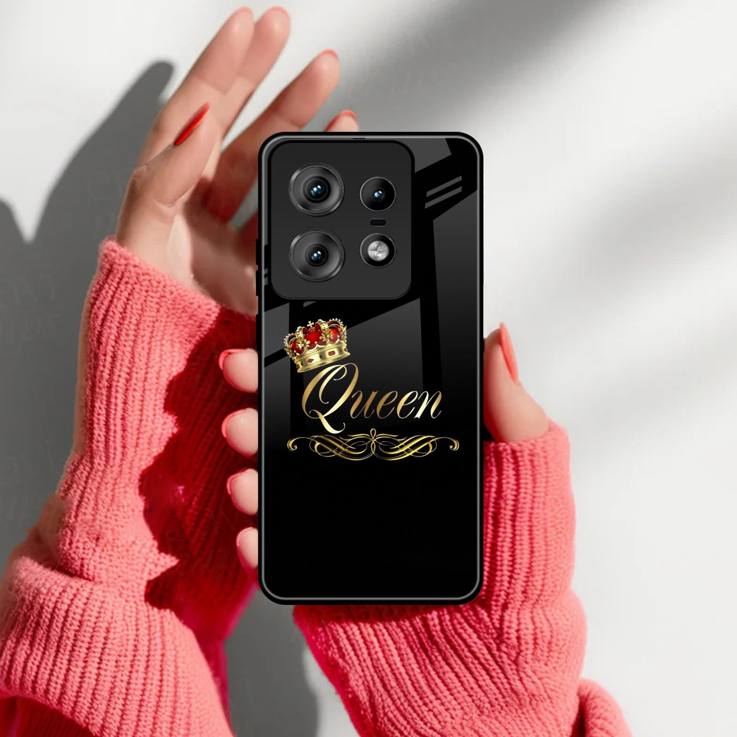 Cute Queen With Crown Glass Case For Motorola