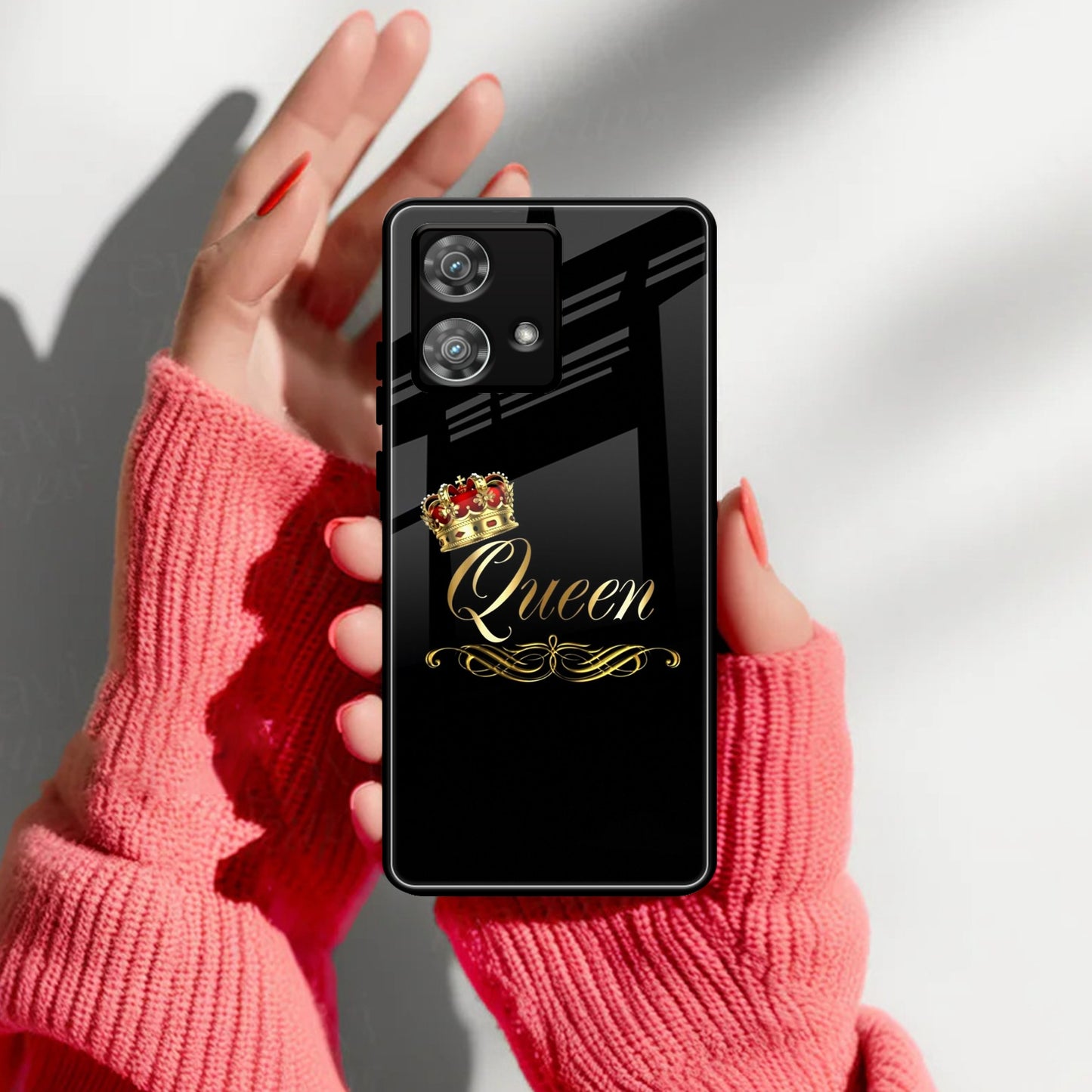 Cute Queen With Crown Glass Case For Motorola