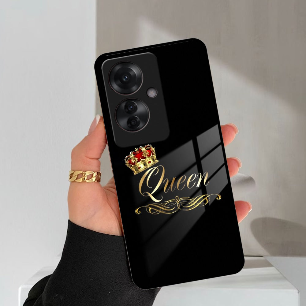 Cute Queen With Crown Glass Case For Oppo