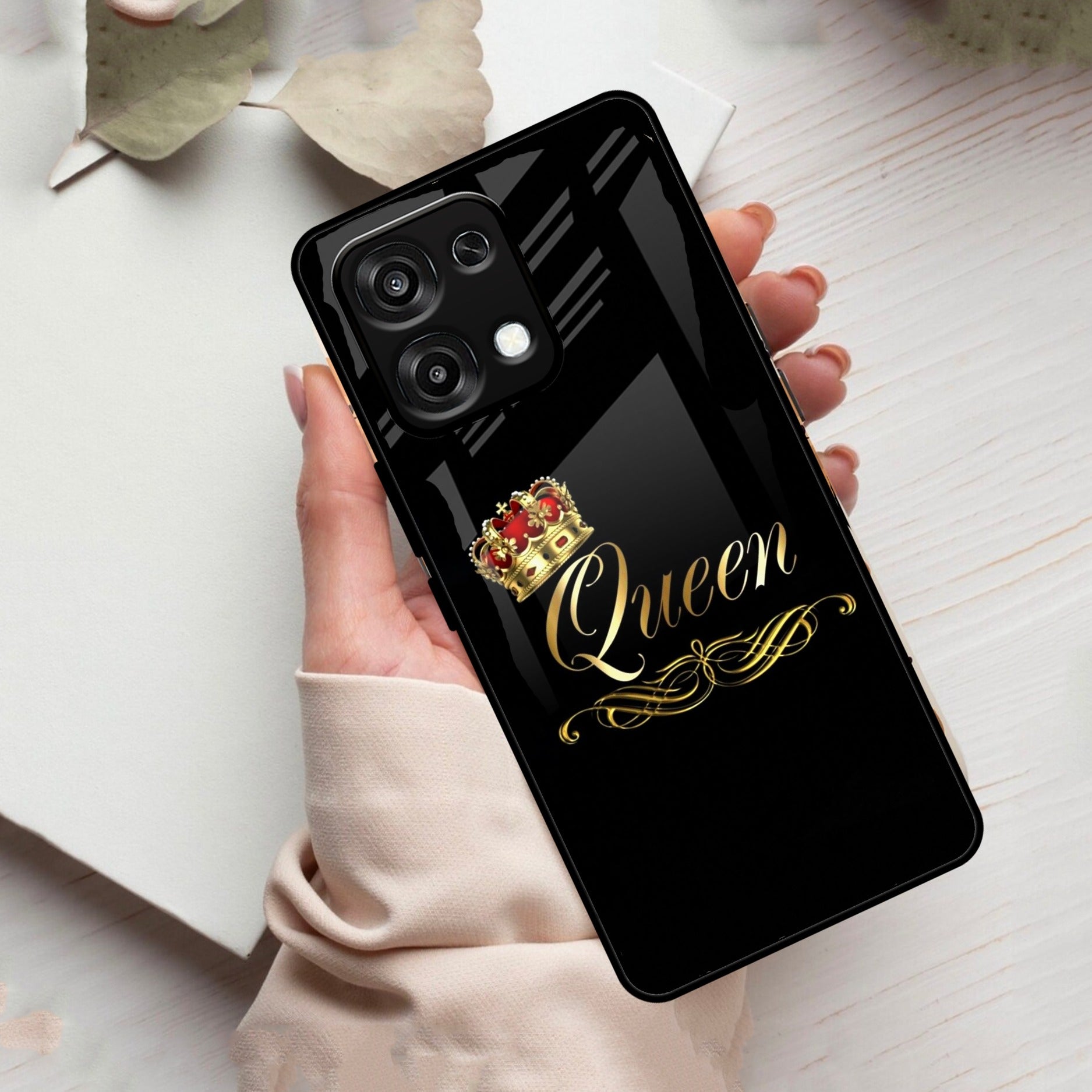 Cute Queen With Crown Glass Case For Oppo