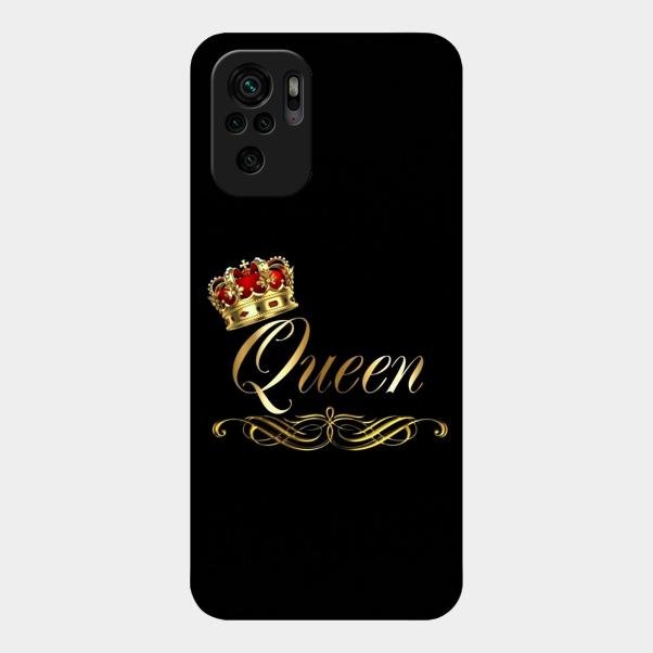 Cute Queen With Crown Glass Case For Redmi Note 10