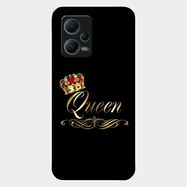 Cute Queen With Crown Glass Case For Redmi Note 12 5G