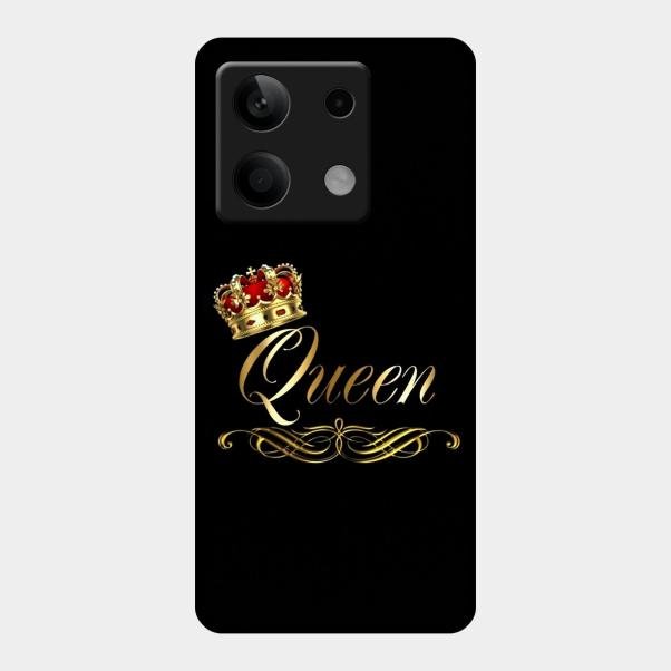 Cute Queen With Crown Glass Case For Redmi Note 13 5G