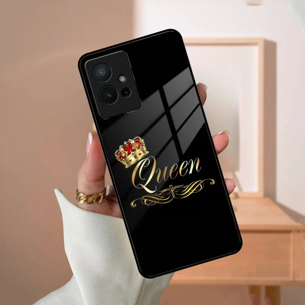 Cute Queen With Crown Glass Case For iQOO - ShopOnCliQ