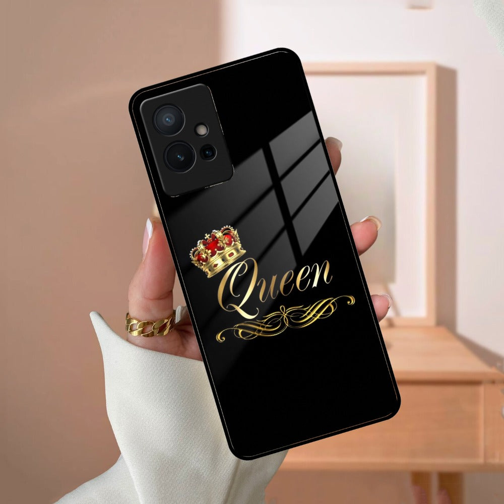 Cute Queen With Crown Glass Case For Vivo