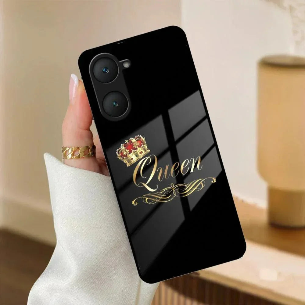 Cute Queen With Crown Glass Case For iQOO - ShopOnCliQ