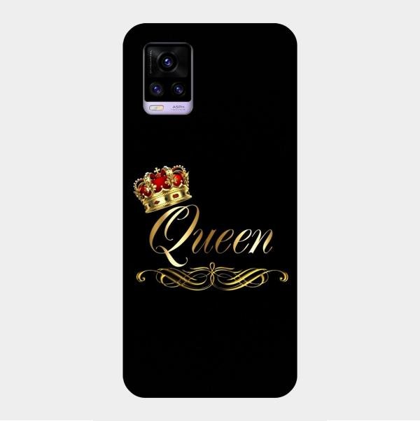 Cute Queen With Crown Glass Case For Vivo V20