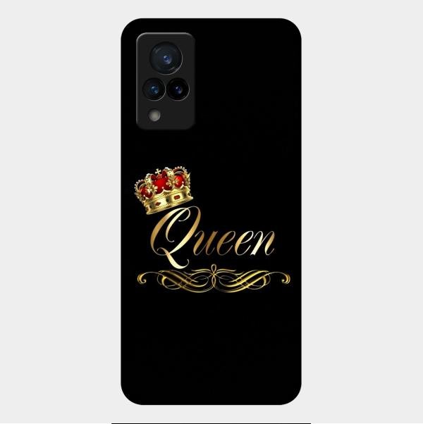 Cute Queen With Crown Glass Case For Vivo V21 5G