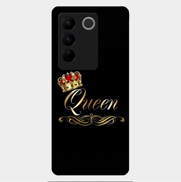 Cute Queen With Crown Glass Case For Vivo V27 Pro 5G