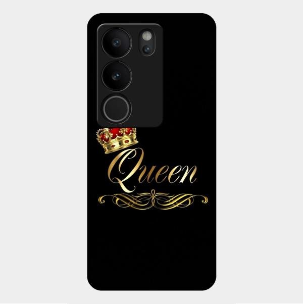 Cute Queen With Crown Glass Case For Vivo V29 5G