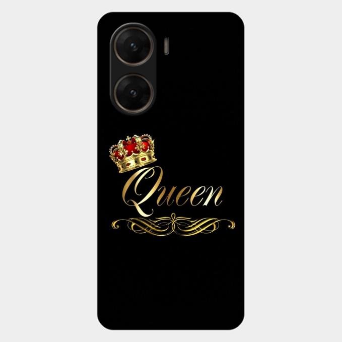 Cute Queen With Crown Glass Case For Vivo V29E 5G