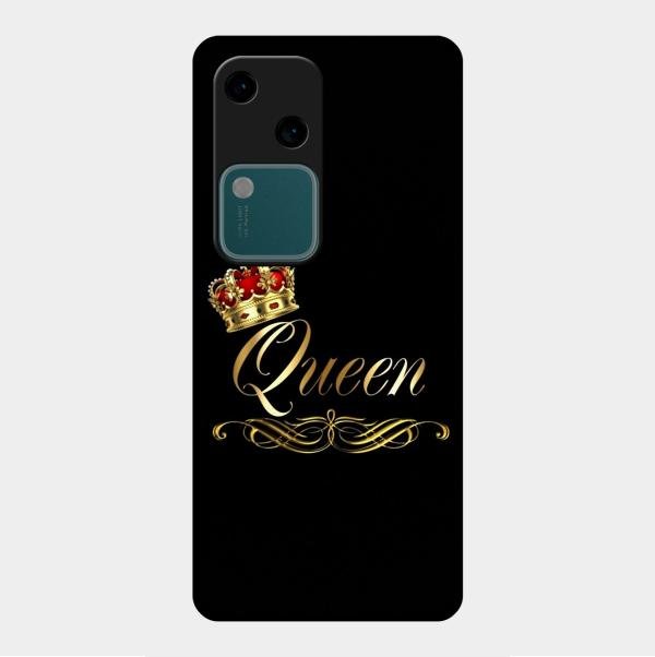 Cute Queen With Crown Glass Case For Vivo V30 5G
