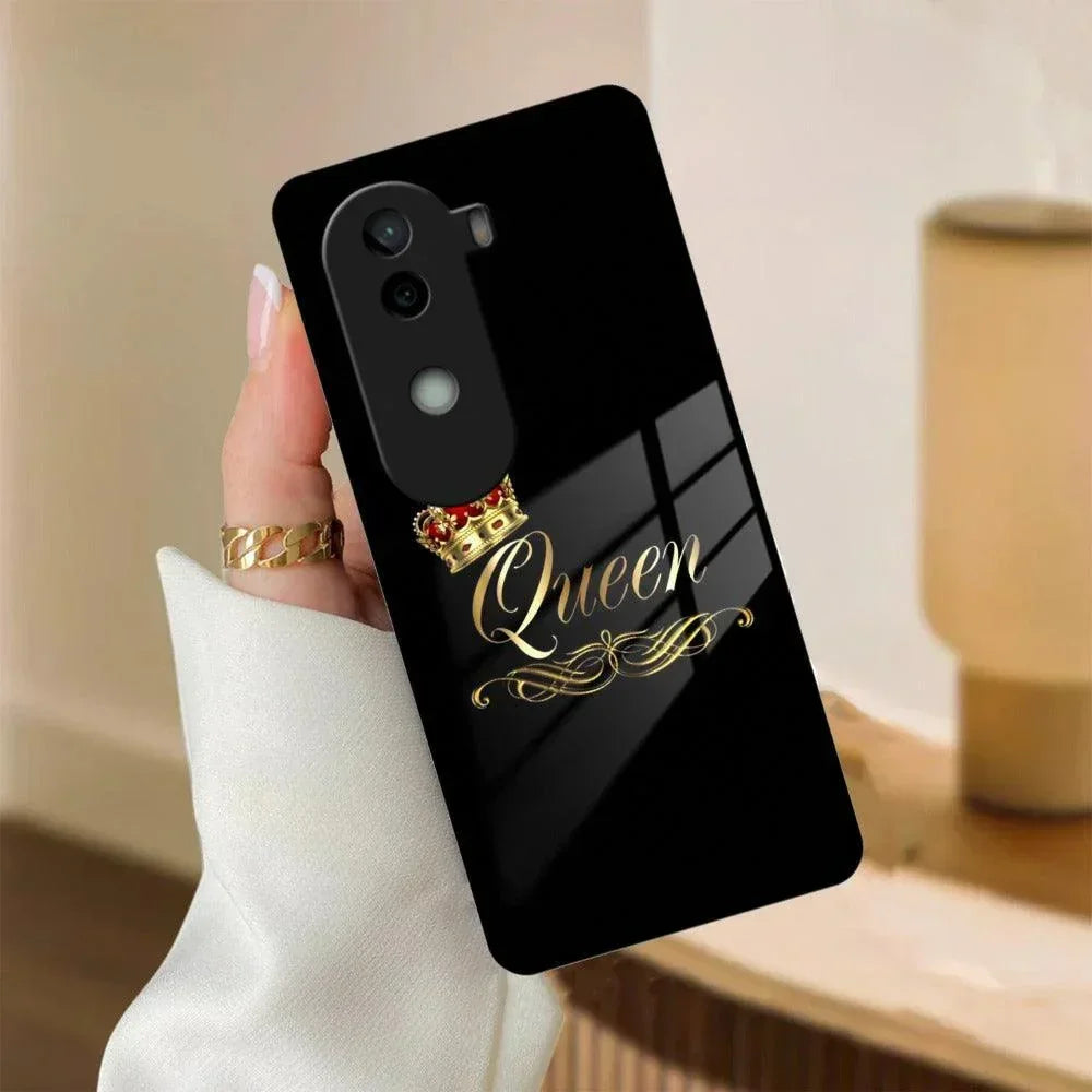 Cute Queen With Crown Glass Case For iQOO - ShopOnCliQ