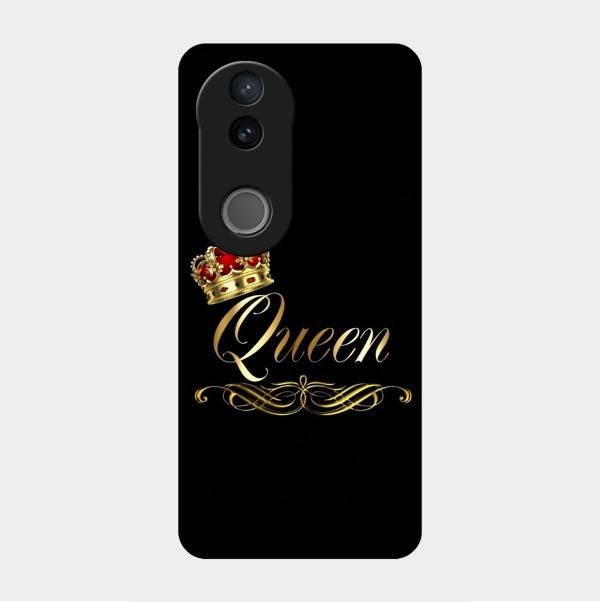 Cute Queen With Crown Glass Case For Vivo V50E 5G