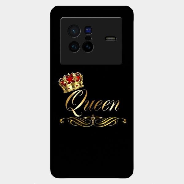 Cute Queen With Crown Glass Case For Vivo X80 5G