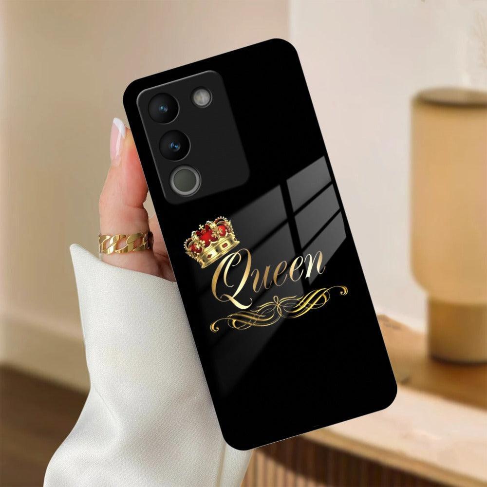 Cute Queen With Crown Glass Case For Vivo