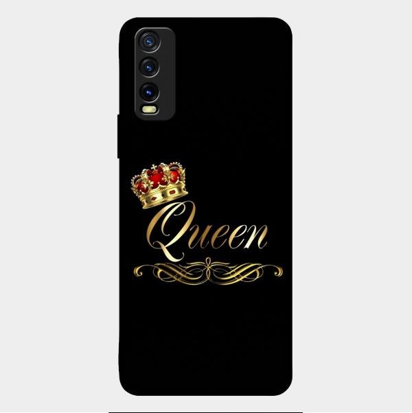 Cute Queen With Crown Glass Case For Vivo Y20T