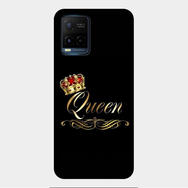 Cute Queen With Crown Glass Case For Vivo Y21