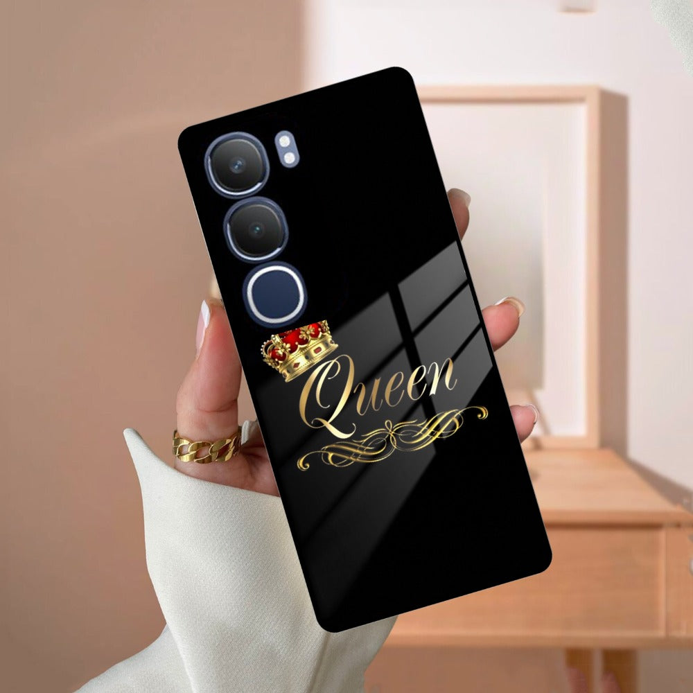Cute Queen With Crown Glass Case For Vivo