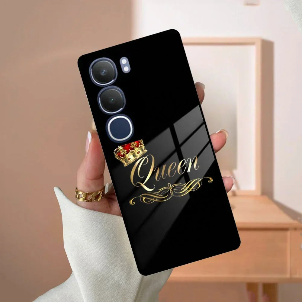 Cute Queen With Crown Glass Case For iQOO - ShopOnCliQ