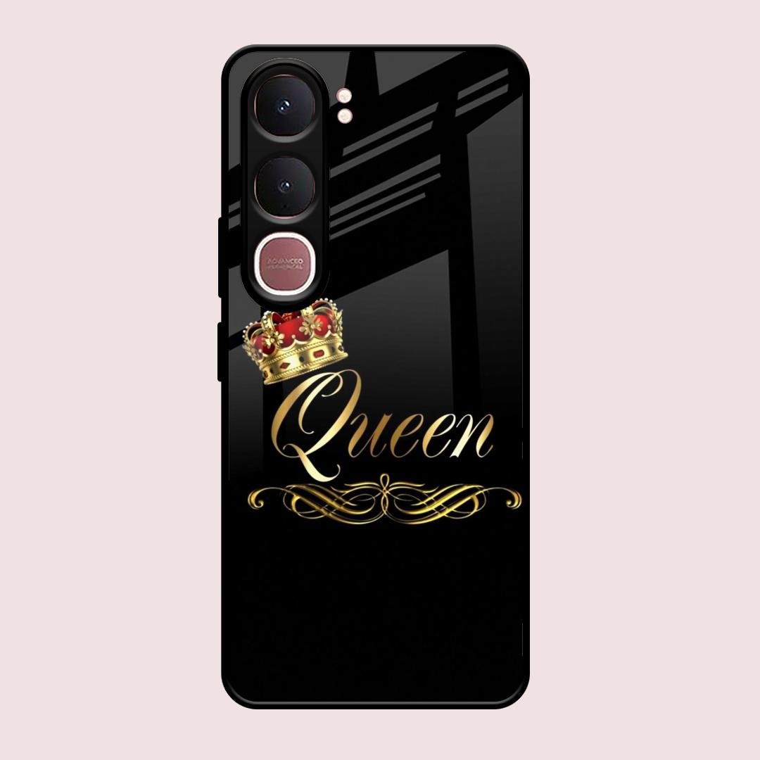 Cute Queen With Crown Glass Case For Vivo Y31 5G