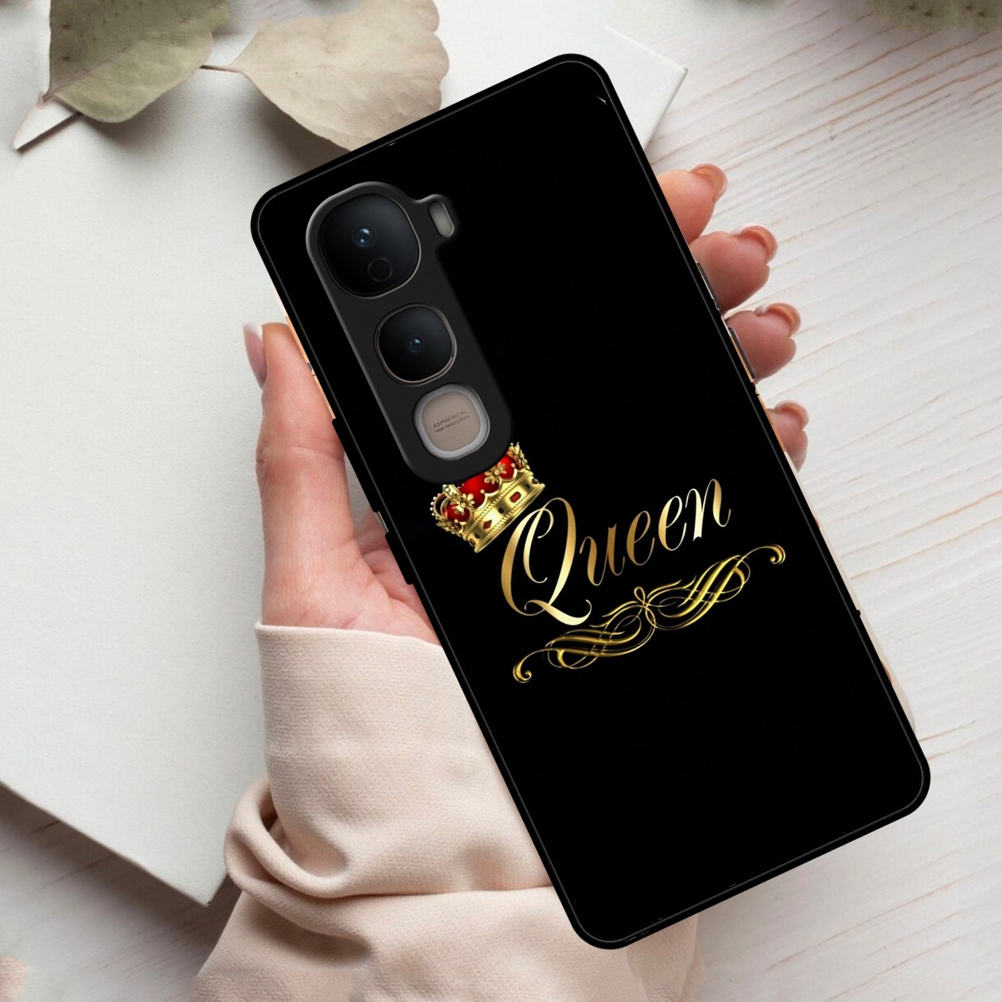 Cute Queen With Crown Glass Case For Vivo