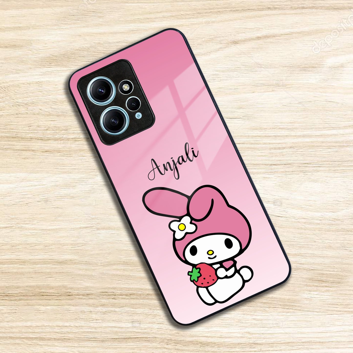 Pink Bunny Glass Case Cover For Redmi/Xiaomi
