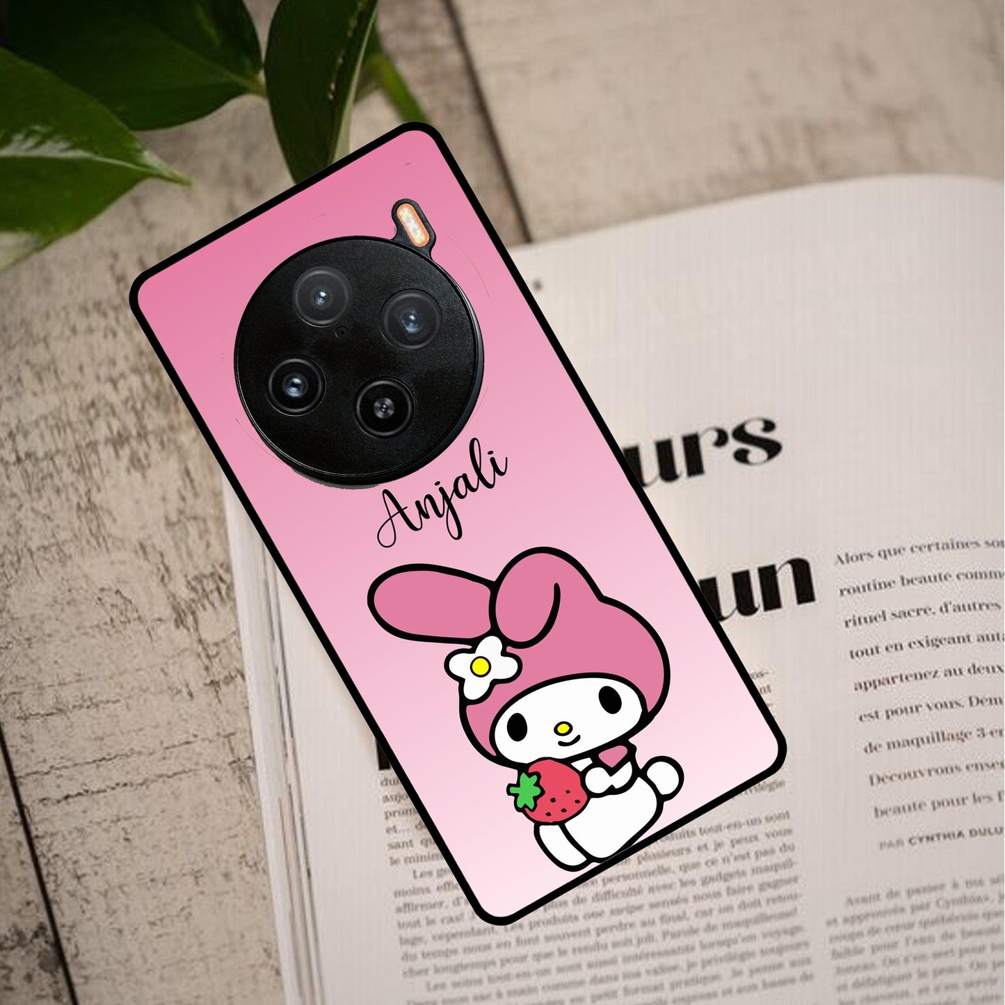 Pink Bunny Glass Case Cover For Vivo