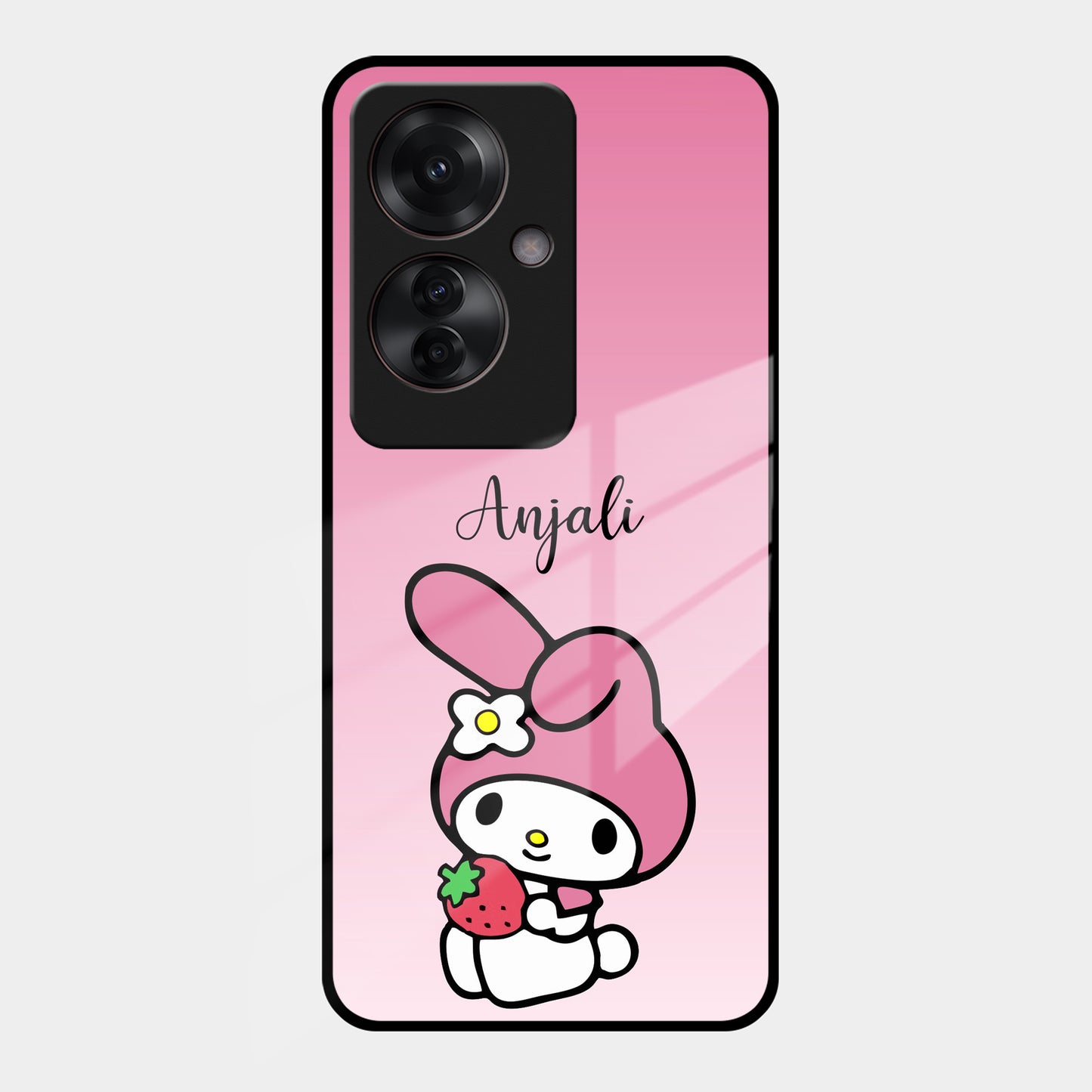 Pink Bunny Glass Case Cover For Oppo