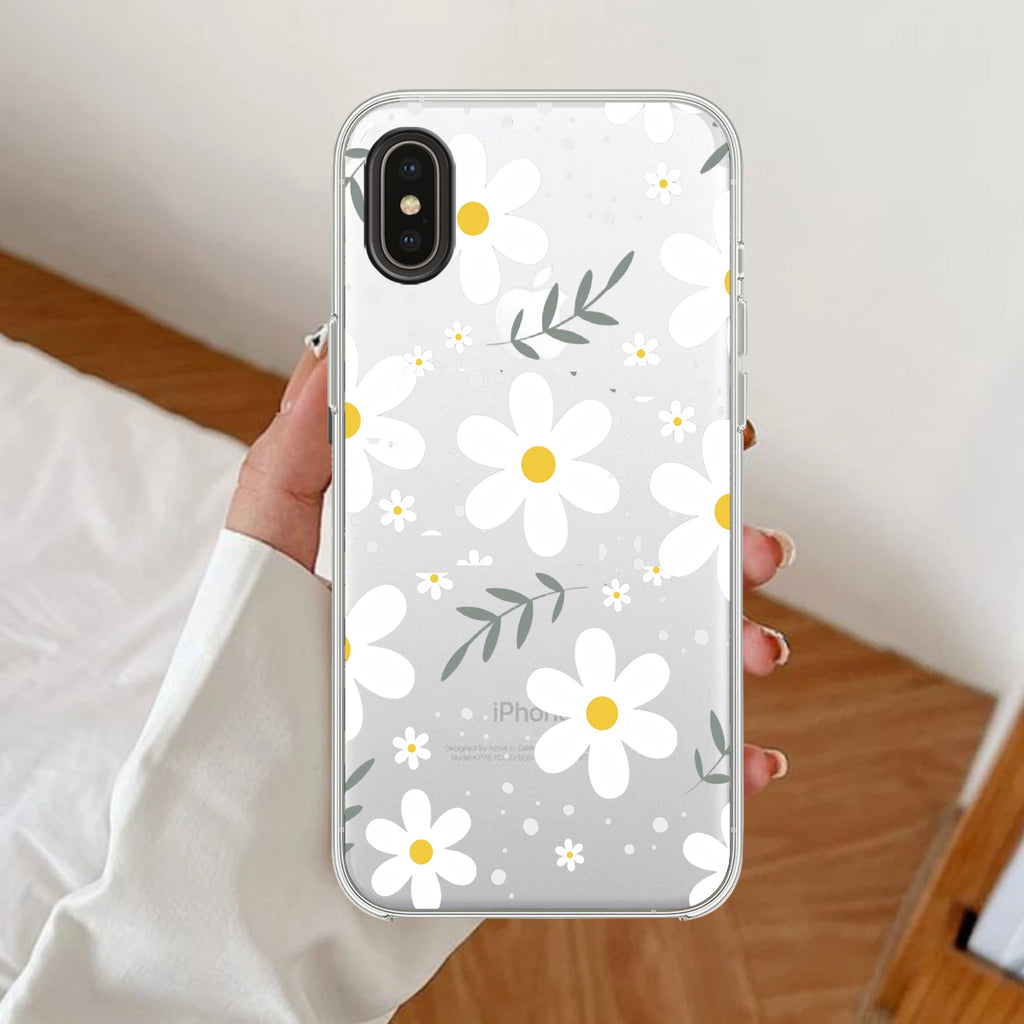 Daisy Bloom Anti Yellow Clear Case For iPhone Xs Max