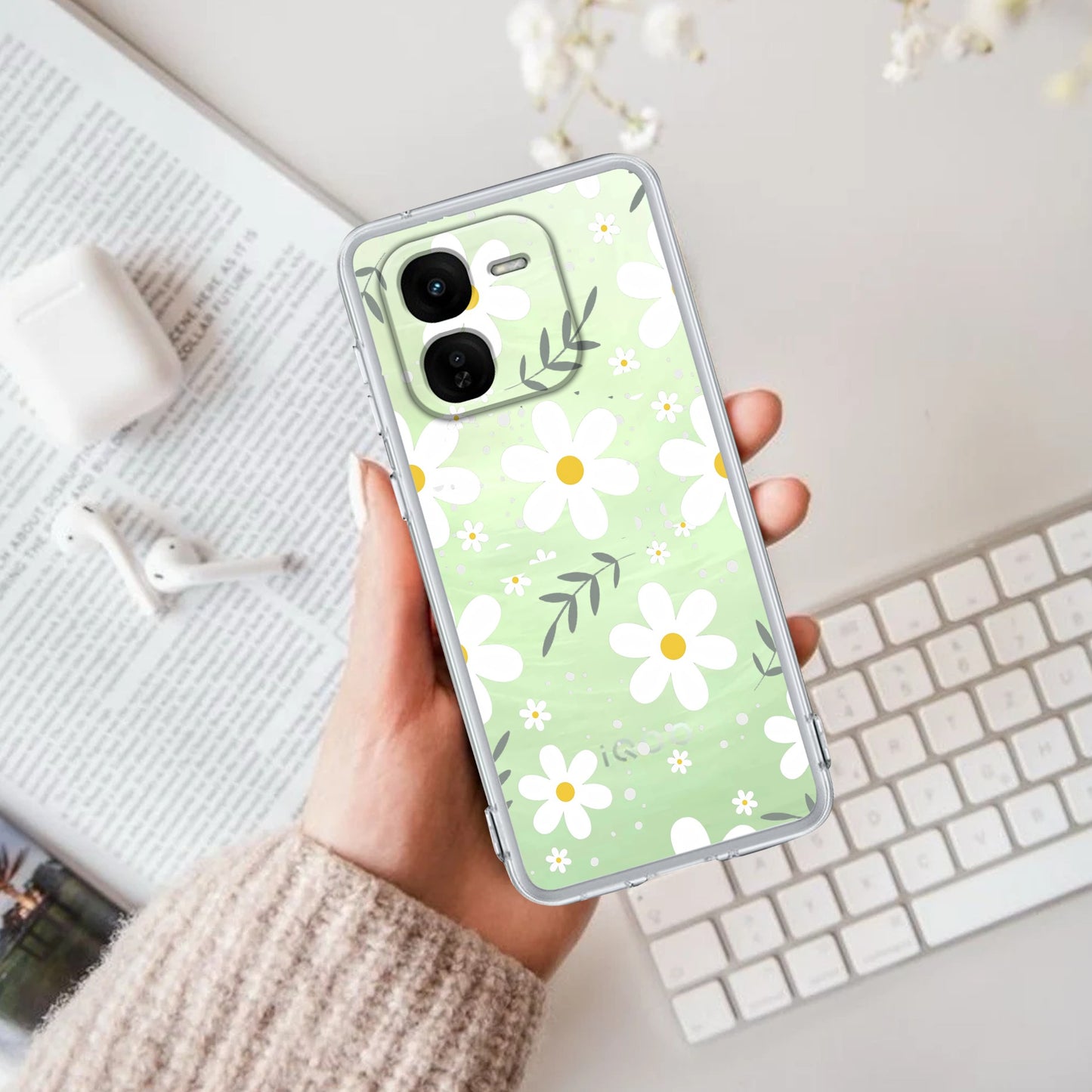 Daisy Bloom Transparent Silicon Case For iQOO
