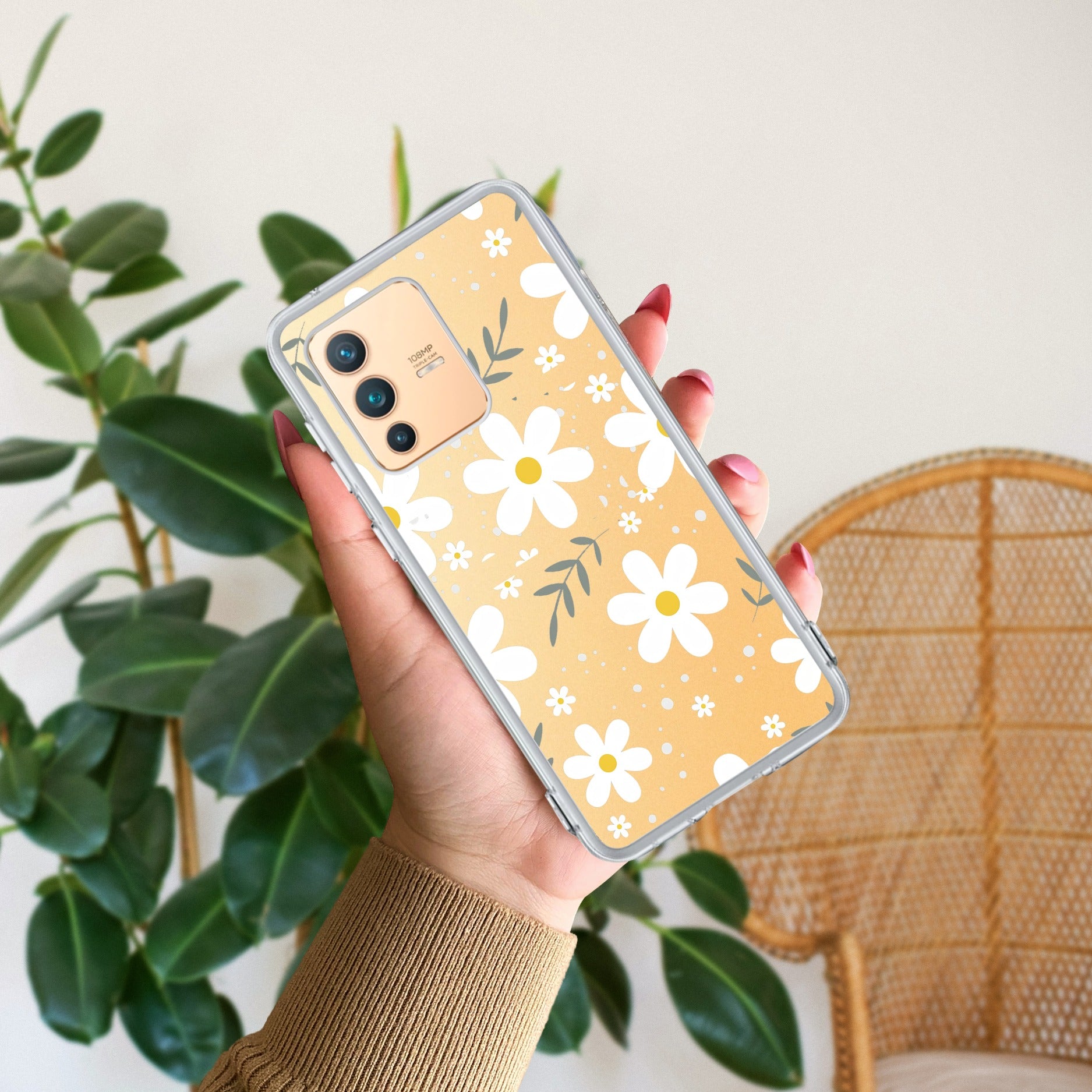Daisy Bloom Transparent Silicon Case For Vivo V23 5G
