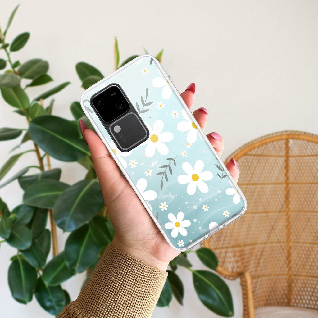 Daisy Bloom Transparent Silicon Case For Vivo V30 5G