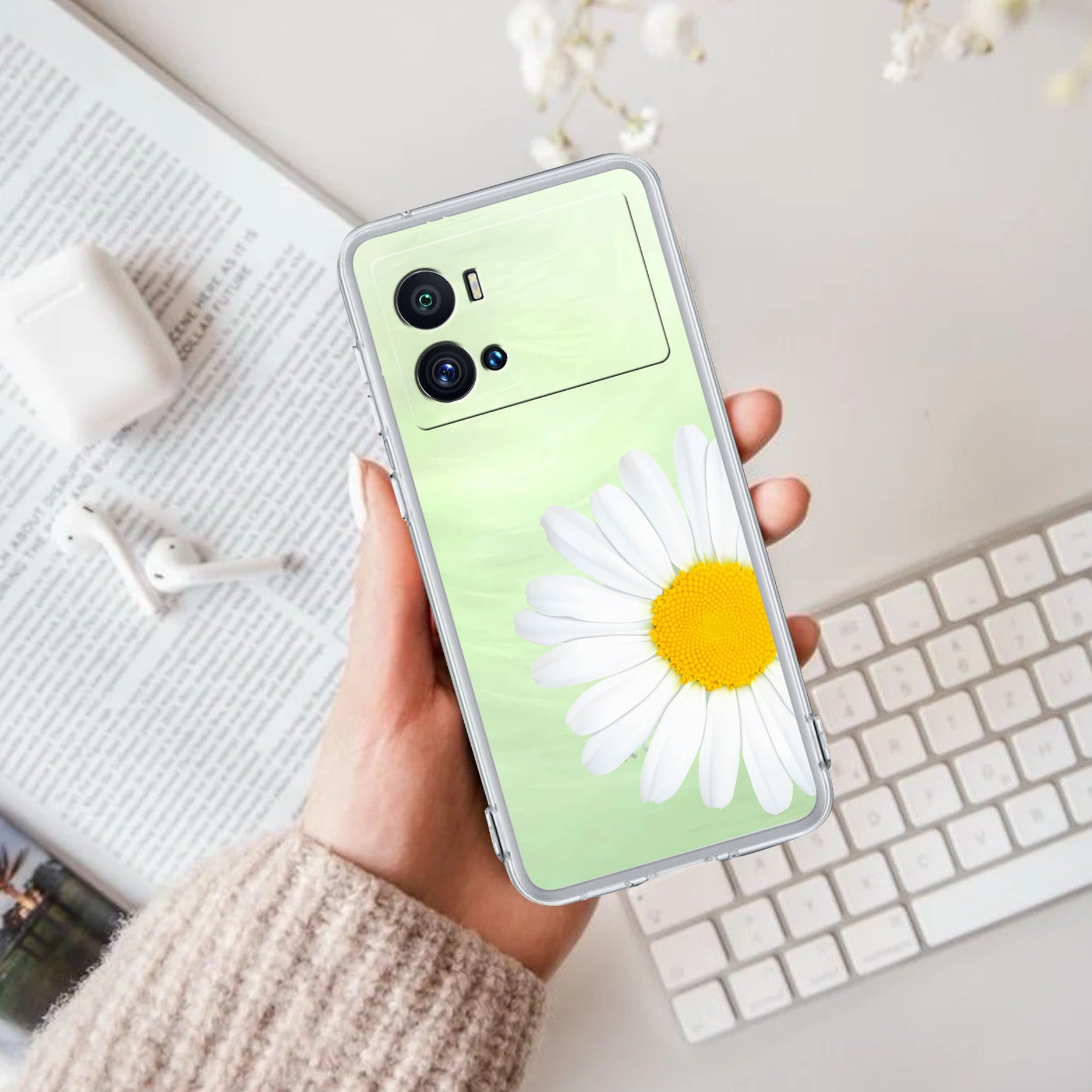 Daisy Flower Transparent silicon case For iQOO Neo 7 Pro 5G