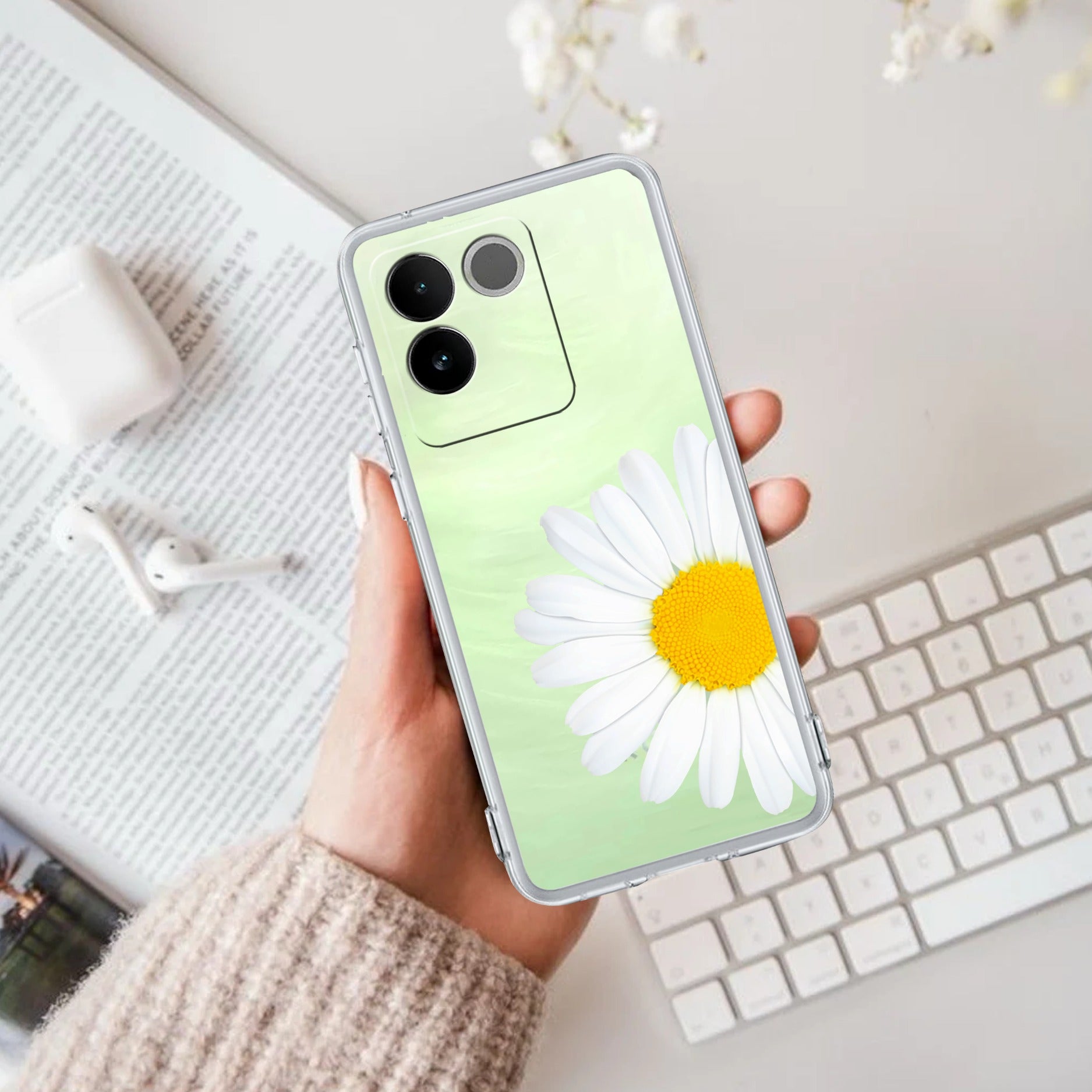 Daisy Flower Transparent silicon case For iQOO Z7 Pro 5G