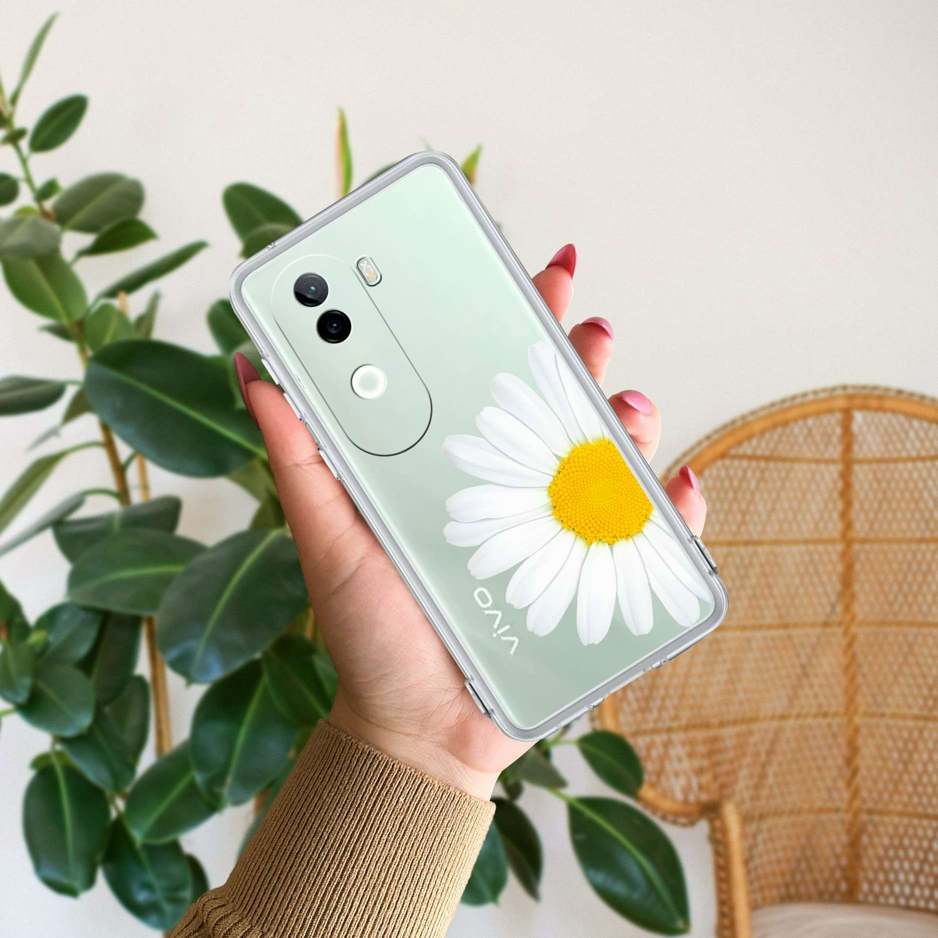 Daisy Flower Transparent silicon case For Vivo V25