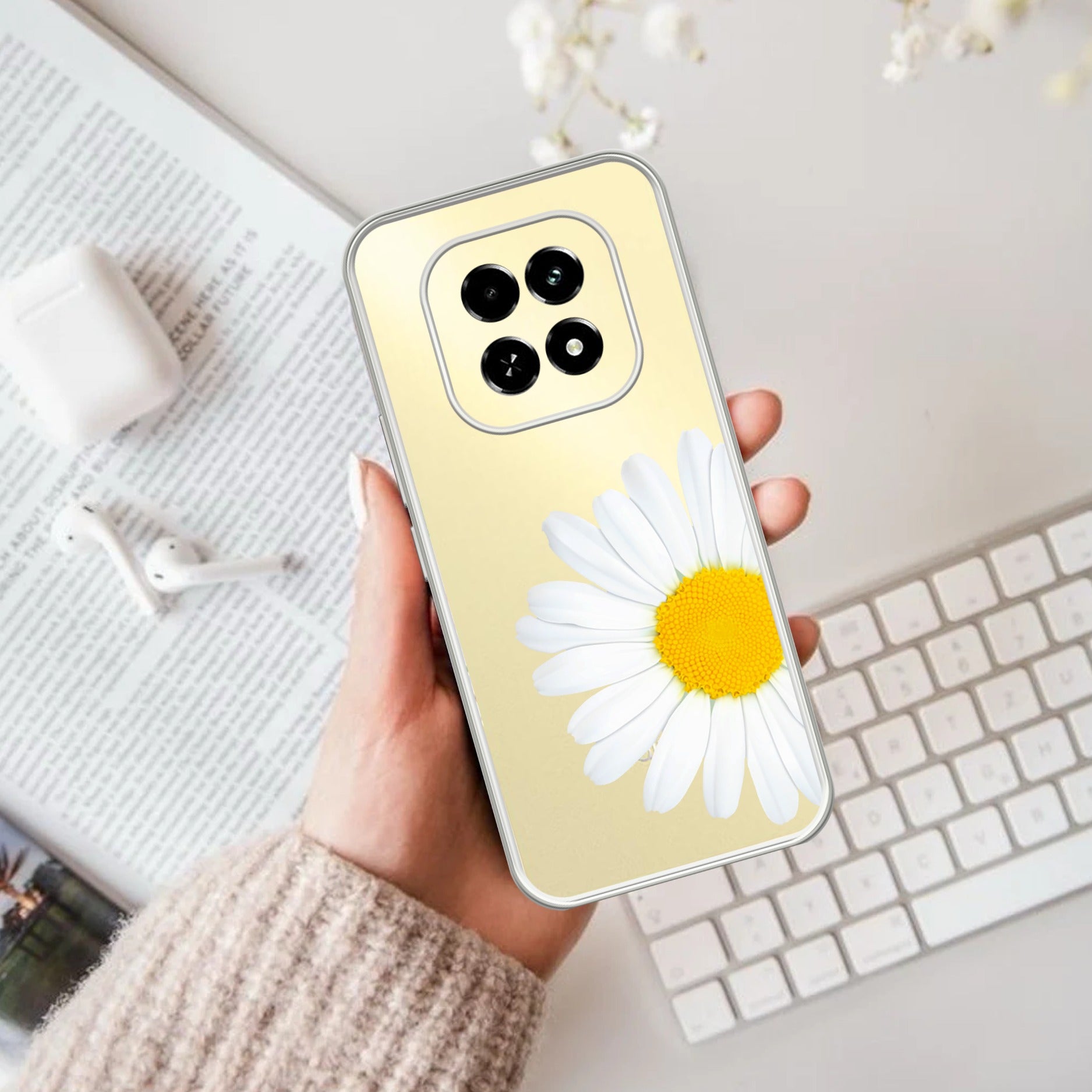 Daisy Flower Customize Anti Yellow Case For Oppo F29 5G
