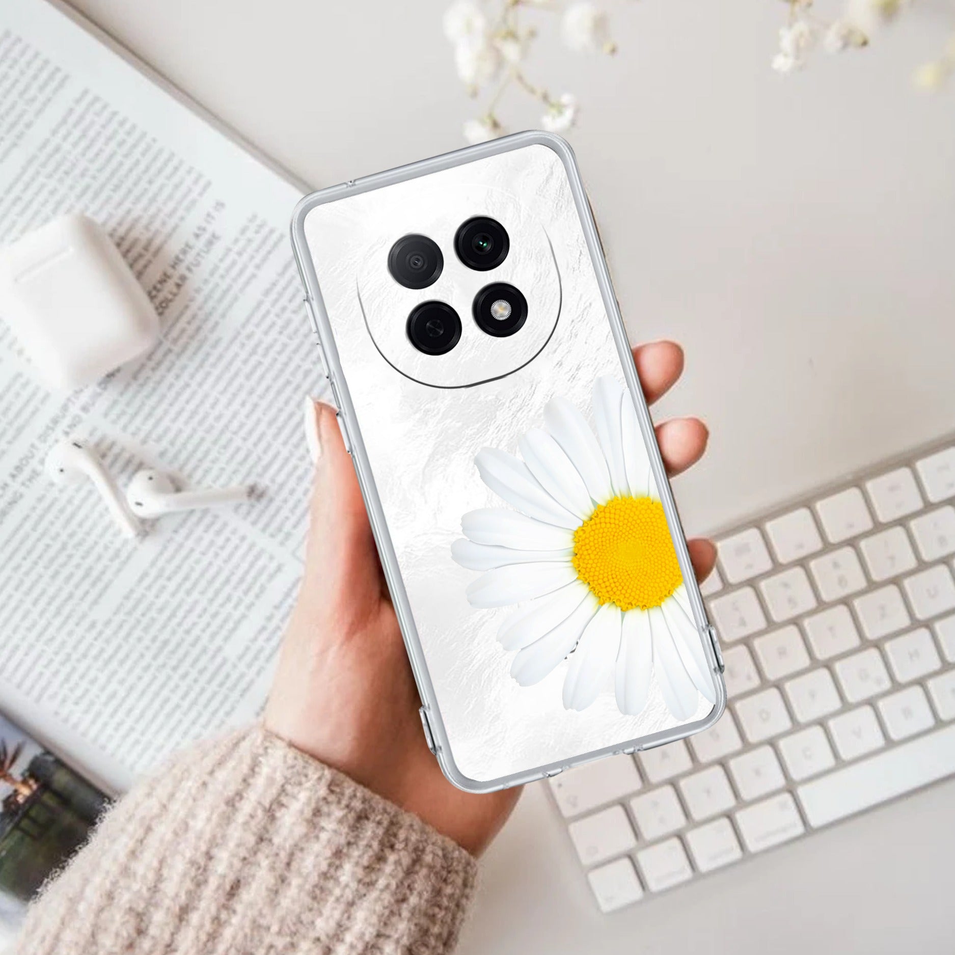 Daisy Flower Customize Anti Yellow Case For Oppo F29 Pro 5G