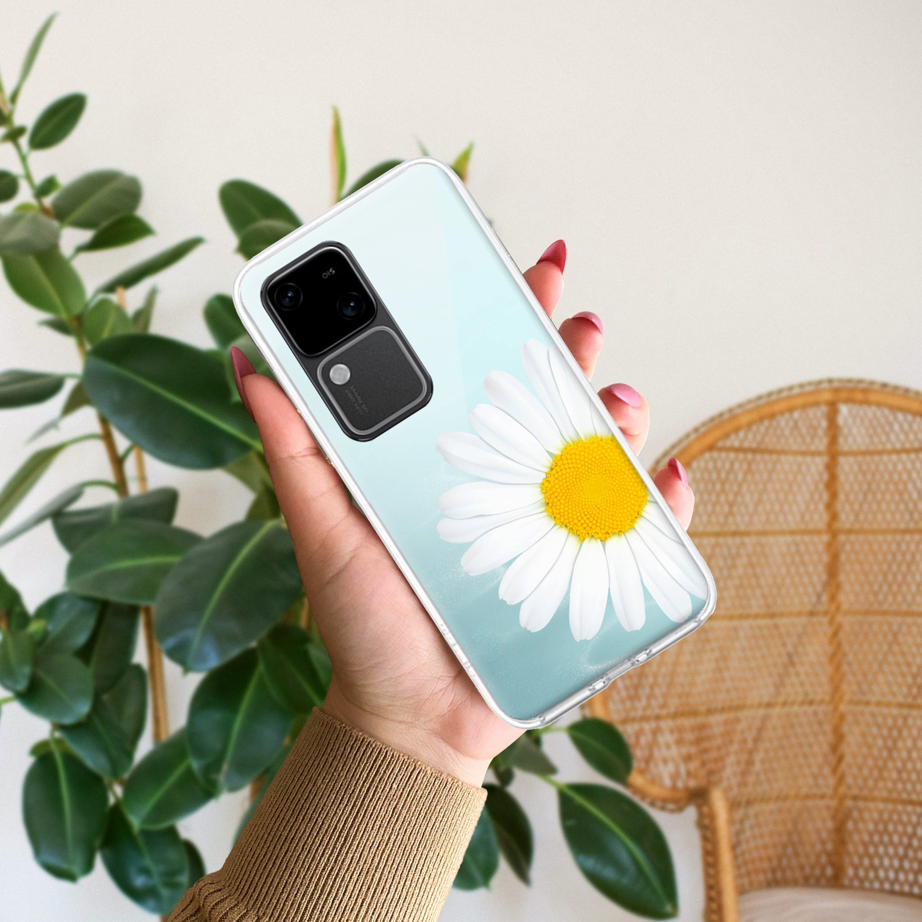 Daisy Flower Transparent silicon case For Vivo V30 5G